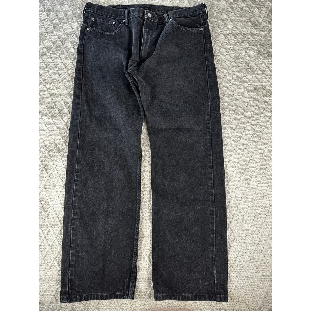 Levi's 505 Regular Fit Jeans Black Denim Men's W40 L32 Classic Casual